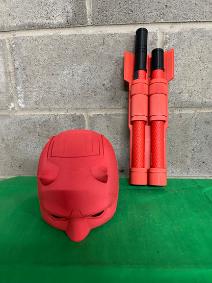 Daredevil Cowl & Billy Clubs - Born Again - 3D Printed Cosplay
