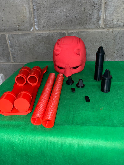 Daredevil Cowl & Billy Clubs - Born Again - 3D Printed Cosplay